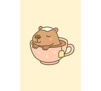 Capybara in Teacup Notebook. Glossy cover with 100 lined pages. 6 x 9 Inches perfect for journaling, school or work. Cute kawaii capybara notebook for capy lovers.