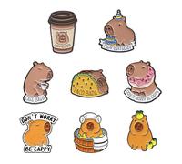Capybara - Juego de broches (8 piezas, insignias de Capibala, insignias divertidas de Capybara, broche de animal lindo, lindo para niños y niñas