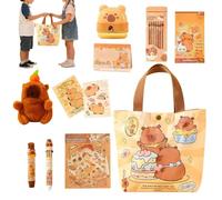 Capybara - Juego de papelería, sacapuntas con goma de borrar y calcomanía, bolígrafo multicolor, para estudiantes, aula, hogar, estudio, Pascua, Navidad, fiesta de cumpleaños