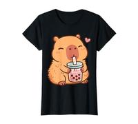 Capybara Kawaii Anime Beber Bubble Tea Lover Mujeres Niñas Camiseta