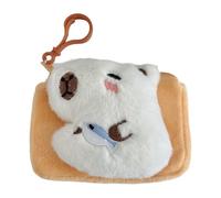 Capybara Keyring - Elegante soporte de moneda de terciopelo, Mini felpa | Bolsa con cremallera animal, bolsa de accesorios compactos, bolsillo listo para llevar, Encantadora pequeña pieza de