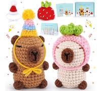 Capybara - Kit de ganchillo para principiantes, kit de punto de animales, kit de ganchillo de animales con video paso a paso, kit de inicio de ganchillo, kit de ganchillo para principiantes, kit de