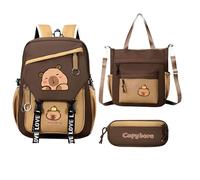 Capybara - Kit de mochila, bonito juego de papelería Capybara para niños, ligero, suministros de papelería para niños, estudiantes, niños pequeños, uso diario, escuela, viajes, vacaciones, b, Refer to