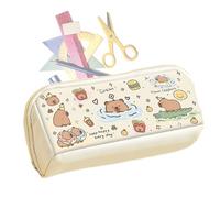 Capybara Lápiz Case - Punta de papelería linda, bolsa de lápiz grande | Organizador de doble compartimento, grandes casos de capacidad para suministros escolares y elementos esenciadel escritorio,
