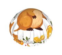 Capybara Lemons - Gorro de ducha impermeable reutilizable para mujer, cubierta elástica para el cabello, para baño, spa, viajes y uso diario