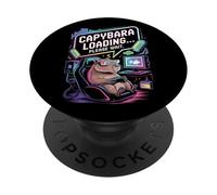 Capybara Loading Please Wait Retro Gaming Arcade Style PopSockets PopGrip Adhesivo