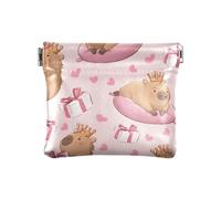 Capybara Love - Caja de regalo con patrón de monedero, monedero, monedero de piel sintética, bolsillo para monedas para mujeres, niñas y hombres