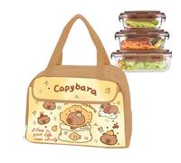 Capybara Lunch Bag - Bolsa térmica reutilizable, portable aislada | Picnic Food Carrier, Hiking Prep Organizer, Travel Snack Basket, School Work Satchel, Girls Boys Teens Women Men Meal Storage Case