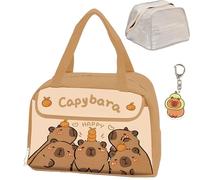 Capybara Lunch Box, Waterproof Capybara Lunch Bag, Lonchera De Capibaras Para Niña, Animal Print Insulated Box Cute Cartoon lunch Tote for Office Travel Picnic Beach (#1)