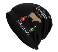 Capybara me Llama y Tengo Que IR a Hacer Gracia Capybara Teléfono Unisex Gorros de Punta Tejer Gorra de Gorro Cálido Otoño Invierno Sombreros de Calaveras