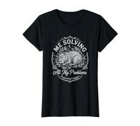 Capybara Me Resolviendo Mis Problemas Dormir Siesta Divertido Camiseta gráfica económica, Mujer, Negro, L