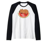 Capybara Melon Rodents Summer Fruits Watermelon Capybara Camiseta Manga Raglan