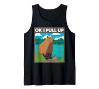 Capybara Meme Retro Río Animal Humor Ok I Pull Up Cita Camiseta sin Mangas