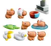 Capybara Mini Figuras - 10pcs Adornos De Escritorio De Resina Hecho A Mano | Estatuas De Pequeños Animales para Escenas De Bricolaje, Decoración Interior para Los Amantes D