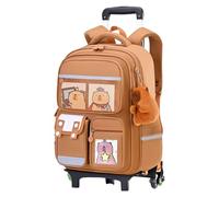 Capybara - Mochila con ruedas, asa retráctil, altura ajustable, gran capacidad, maleta de viaje ligera, mochila de equipaje escolar para niños, niñas, niños, avión, trabajo nocturno, Seis rondas