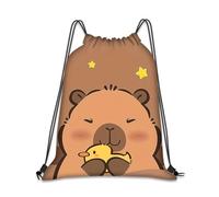 Capybara Mochila de poliéster ligero, bolsa con cordón con impresión a una cara, bolsa informal para la escuela y viajes, bolsa de cordón para niños y adultos, regalo bolsa de deporte
