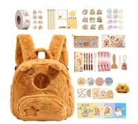 Capybara Mochila | Juego de papelería de gran capacidad | Mochila de animales de felpa, para niños, excursiones de un día, escuela, cumpleaños, viajes, camping, picnic, deporte