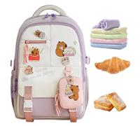Capybara Mochila - Lindas mochilas de viaje para mujer - Mochila escolar de gran capacidad para viajes, fin de semana, viajes, universidad, escuela, playa, picnic, salida, Morado, Refer to description