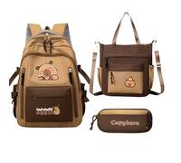 Capybara Mochila | Mochila grande de dibujos animados Capybara para niños | Kit de papelería, suministros escolares para botellas de agua, libros, diarios, adolescentes, estudiantes, viajes