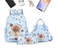 Capybara - Mochila para la escuela, estuche para lápices de animales, juego de lonchera estética para la universidad, escuela, viajes, niños, adolescentes, adultos, picnic, profesor, aperitivo