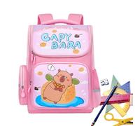 Capybara Mochila para niñas, mochila con bonito patrón de animales, impermeable, de gran capacidad, con división, para niñas, escuela primaria, preescolar, jardín de infantes, viajes, compras, camping