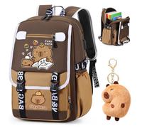 Capybara Mochilas Infantiles, Capybara Mochila Escolar Bolsa de Escuela Primaria Ajustable Mochila Kawaii Bolsas Escolares con Adornos Colgantes Mochilas Colegio Primaria para Viajes y Deporte