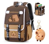 Capybara Mochilas Infantiles, Capybara Mochila Escolar Bolsa de Escuela Primaria Ajustable Mochila Kawaii Bolsas Escolares con Adornos Colgantes Mochilas Colegio Primaria para Deporte y Viajes