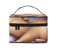Capybara On The Moon - Bolsa de maquillaje de viaje, organizador portátil de artículos de tocador con compartimentos con cremallera para cepillos, botellas y cuidado de la piel