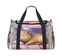 Capybara On The Moon - Bolsa de viaje compacta resistente al agua para deportes, gimnasio y fin de semana para hombres y mujeres