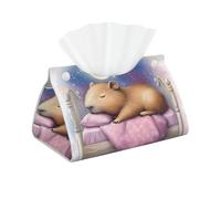 Capybara On The Moon - Funda larga para caja de pañuelos de piel sintética, elegante dispensador de pañuelos para baño, sala de estar, oficina, dormitorio, uso en coche