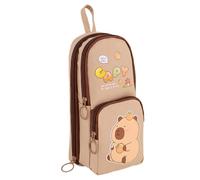 Capybara Panda - Portalápices estético de 6 capas | Estuche organizador para lápices | Estuche lindo | Estuche para lápices Capybara multicapa | Bonito estuche para lápices Capybara Panda, Brown,