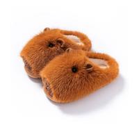 Capybara - Pantuflas para mujer, pantuflas de felpa suave para interiores, diseño de animales lindos, suela antideslizante cálida y acogedora, Cacao castaño, 41 EU