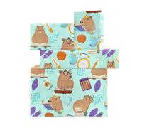 Capybara - Papel de regalo, 4 hojas de papel de regalo para estudiar Capybaras, papel de regalo para el regreso a la escuela, lápiz a granel, libro de lectura de manzana, calculadora, impresiones de