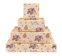 Capybara - Papel de regalo de cumpleaños para niños y niñas, bonito papel de regalo para cumpleaños o baby shower, 4 hojas plegadas planas de 50 x 70 cm por hoja
