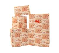 Capybara - Papel de regalo de cumpleaños para niños y niñas, bonito papel de regalo para cumpleaños o baby shower, 4 hojas plegadas planas de 50 x 70 cm por hoja