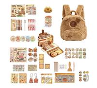 Capybara Paper Kit - Herramientas de estudio de diseño de vida silvestre alegre, nota caprichosa de criatura, espacios de trabajo para aficionados a la naturaleza para adultos, tareas de