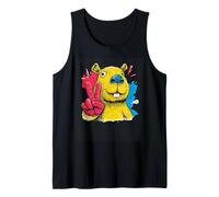 Capybara Peace Sign Retro Pop Personaje Gráfico Gesto Camiseta sin Mangas