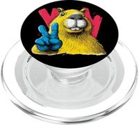 Capybara Peace Sign Retro Pop Personaje Gráfico Gesto PopSockets PopGrip para MagSafe