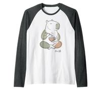 Capybara Peaceful Zen Ramen Noodle Minimalista Sabi WABI Camiseta Manga Raglan