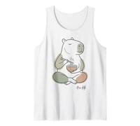 Capybara Peaceful Zen Ramen Noodle Minimalista Sabi WABI Camiseta sin Mangas