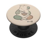 Capybara Peaceful Zen Ramen Noodle Minimalista Sabi WABI PopSockets PopGrip Adhesivo