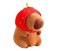 Capybara peluche - Capybara de chapeau de fraise | Capybara en peluche Capybara, en peluche Capybara réaliste, cadeaux en peluche Capybara mignons pour adultes