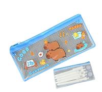 Capybara Pencil Case Case - Estuche de papelería con cremallera, bolsa de bolígrafo transparente | Estuche de papelería portátil bonita, organizador de lápiz de ancha, soporte portátil para el