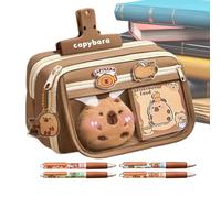 Capybara Pencil Case, Cute Pencil Pouch, Large Capacity Pencil Case, Quirky Pencil Pouch, Capybara Print Pencil Case, Multi-Layer Pencil Pouch, Pen Holder Case, Office Supplies Storage, Teen Girls