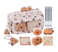 Capybara Pencil Case, Large Cute Pen Bag with Sticky Notes and Stationery Set, Fun Storage Organizer for School Supplies Kids Student Birthday Party Favors Classroom 22x7x13cm