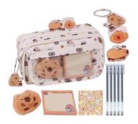 Capybara Pencil Case, Large Pencil Bag with Zipper Closure, Cute Stationery Set with Pen Pouch Gel Pens and Stickers for Boys Girls School Supplies Party Favors Classroom Prizes 8.66 x 2.76 x 5.12 in