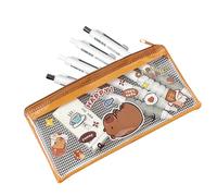Capybara Pencil Case - PVC Transparent bust, soporte con cremallera | 7,5x8,5 cm Benera con diseño resistente a arañazos de polvo, carga de papelería animal para el mostrador escolar, mochila de viaje
