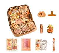 Capybara Pencil Case Set, Capybara Stationery Set, Cute Capybara School Supplies, Wide Opening Mouth Multi-Layer Pencil Pouch, For Girls with Capybara Doll Stickers and Brooch (#9-PCS)