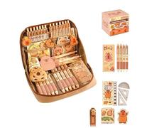 Capybara Pencil Case Set, Capybara Stationery Set, Cute Capybara School Supplies, Wide Opening Mouth Multi-Layer Pencil Pouch, For Girls with Capybara Doll Stickers and Brooch (#7-PCS)