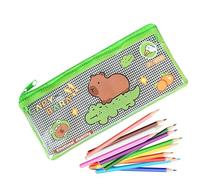 Capybara Pencil Case, Transparent Pencil Case, Zippered Pencil Case, Portable Pencil Pouch, Cute Stationery Case, Wide Opening Pencil Case, Capybara Pen Holder, Pencil Bag for Office, Cute Pencil